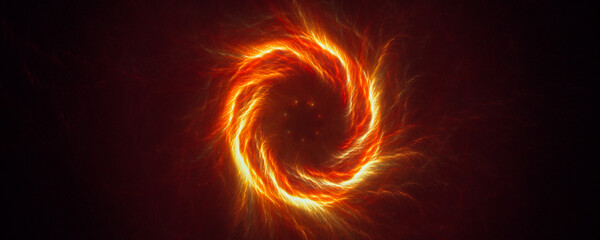 A swirling storm of bright fire with thin tendrils of yellow and red reaching outward against a dark backdrop.