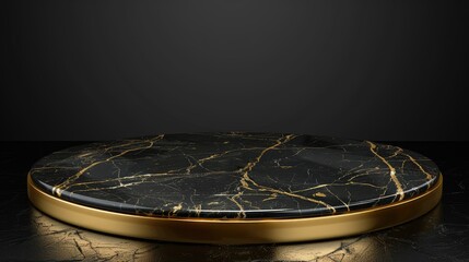 Black marble base with sophisticated golden border pattern, perfect for showcasing prestigious awards or luxury products. Vector images