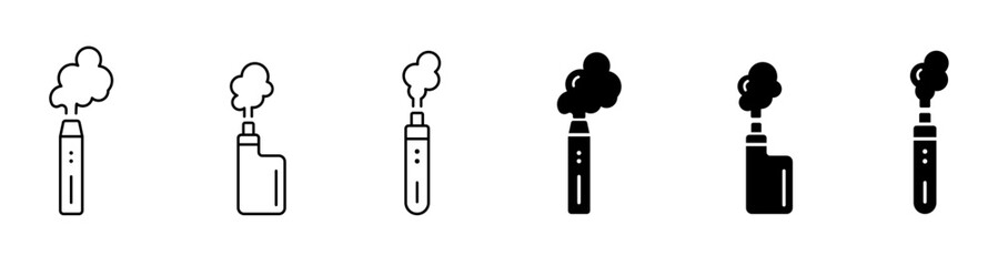 Vape icon set. Electronic cigarette smoke device. Atomizer vape solid, filled outline icons. Vector © Hubba Bubba