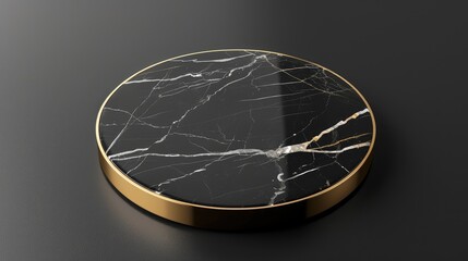 Chic black marble base with an elegant golden border, perfect for showcasing the best awards or high-end products. Vector images