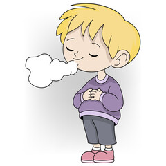 Cartoon doodle keeps the body healthy from virus attacks
