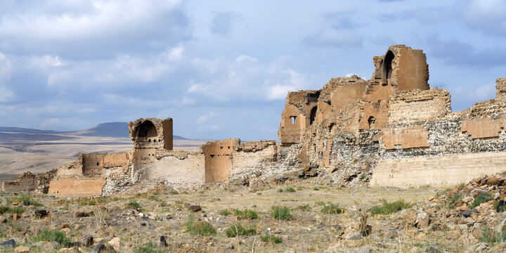 City walls encircling the Ani Archaeological site, Kars, Turkey Minor