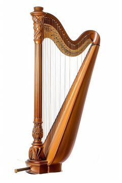 recommend clip art: A realistic harp isolated on a white background