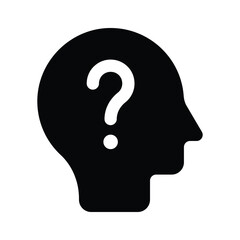 Question mark inside mind, well designed icon of confused mind