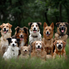 group of puppies on grass