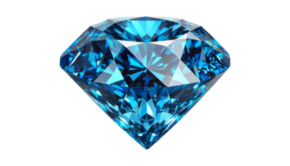 Blue diamond  isolated on transparent or white background.