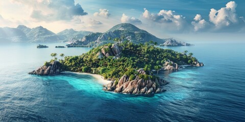 Fototapeta premium Island in the Middle of the Ocean
