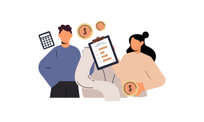 Family budget concept. Couple and personal finance, financial literacy