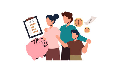 Family budget concept. Couple and personal finance, financial literacy