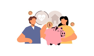 Family budget concept. Couple and personal finance, financial literacy