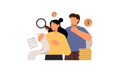Family budget concept. Couple and personal finance, financial literacy