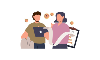 Family budget concept. Couple and personal finance, financial literacy