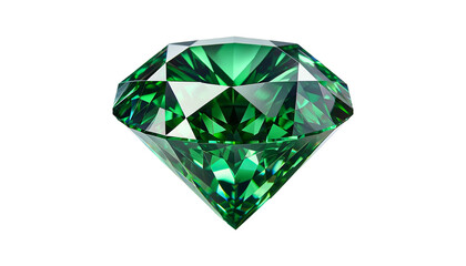 Green diamond  isolated on transparent or white background.
