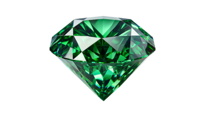 Green diamond  isolated on transparent or white background.