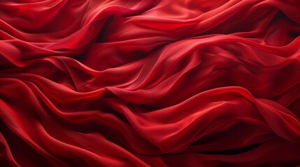 Fototapeta premium Waves of flowing red silk creating abstract patterns