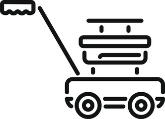 Minimalist icon depicting a robotic vacuum cleaner with a dust sensor in line art style