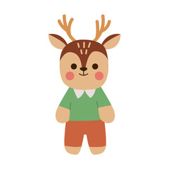 Cute Baby Deer. Adorable Woodland Animal Character Isolated  on White. Children’s Animal Flat Vector Illustration.