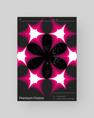Abstract poster design. Vertical A4 format. Magenta, white, black composition. Geometry minimal neon illustration.