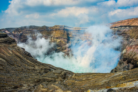 Mount Naka active crater lake, Mount Aso, Kyushu