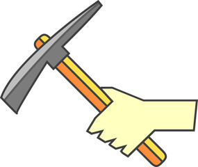 Hand Holding Pickaxe Illustration
