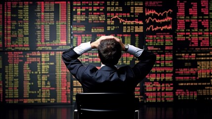forex and stocks market trading stress and risk - crazy stressed and desperate amateur trader man and investor blowing money out of losing trade in wrong investment feeling upset