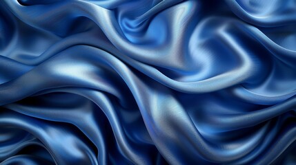 Obraz premium Elegant blue satin fabric with graceful folds and curves