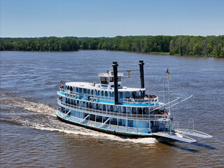 Elegant riverboat on a sightseeing cruse up the Mississippi River
