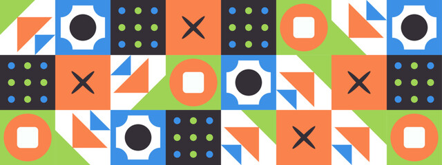 Geometric pattern mosaic banner colorful background horizontal