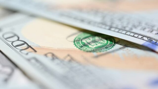 background of 100 dollar bills close up