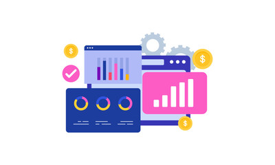Fototapeta premium Financial report concept. Business analytics, accounting logo