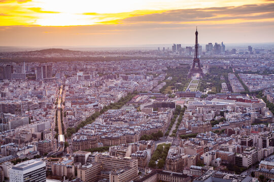 Skyline of Paris with the Eiffel Tower, Paris, France