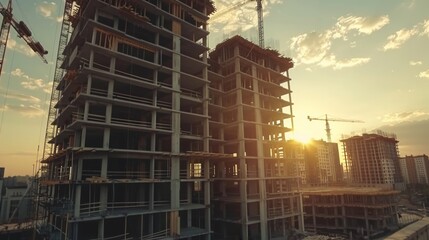Fototapeta premium construction crane , building under construction