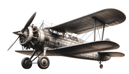 Old vintage airplane  isolated on transparent or white background.