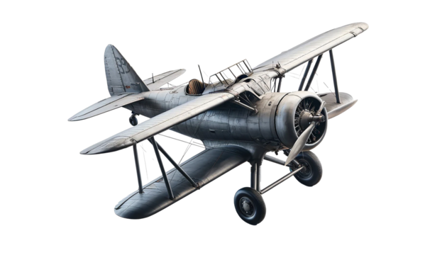 Old vintage airplane  isolated on transparent or white background.