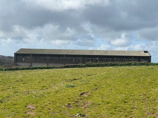 Aerial view of England rural farmland field
