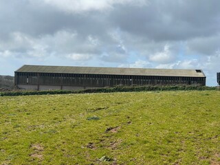 Aerial view of England rural farmland field