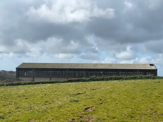 Aerial view of England rural farmland field
