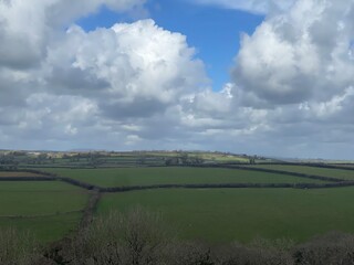 Aerial view of England rural farmland field