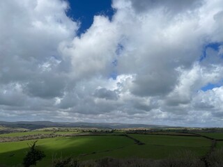 Obraz premium Aerial view of England rural farmland field