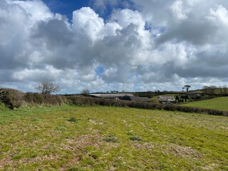 Aerial view of England rural farmland field