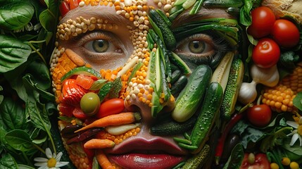 Naklejka premium face made of food portrait