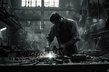 Blacksmith Forging Iron: Industrial Craftsmanship

