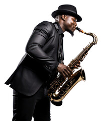 Naklejka premium PNG Saxophone adult saxophonist performance. AI generated Image by rawpixel.