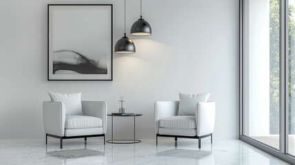 Art Home. Contemporary Interior with chairs and painting