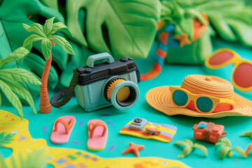 粘土細工のリアルなミニチュア：夏の山と川の旅行アイテム/Realistic Clay Miniatures: Summer Mountain and River Travel Essentials/Realistische Tonminiaturen: Sommerreise-Essentials f&uuml;r Berge und Fluss
