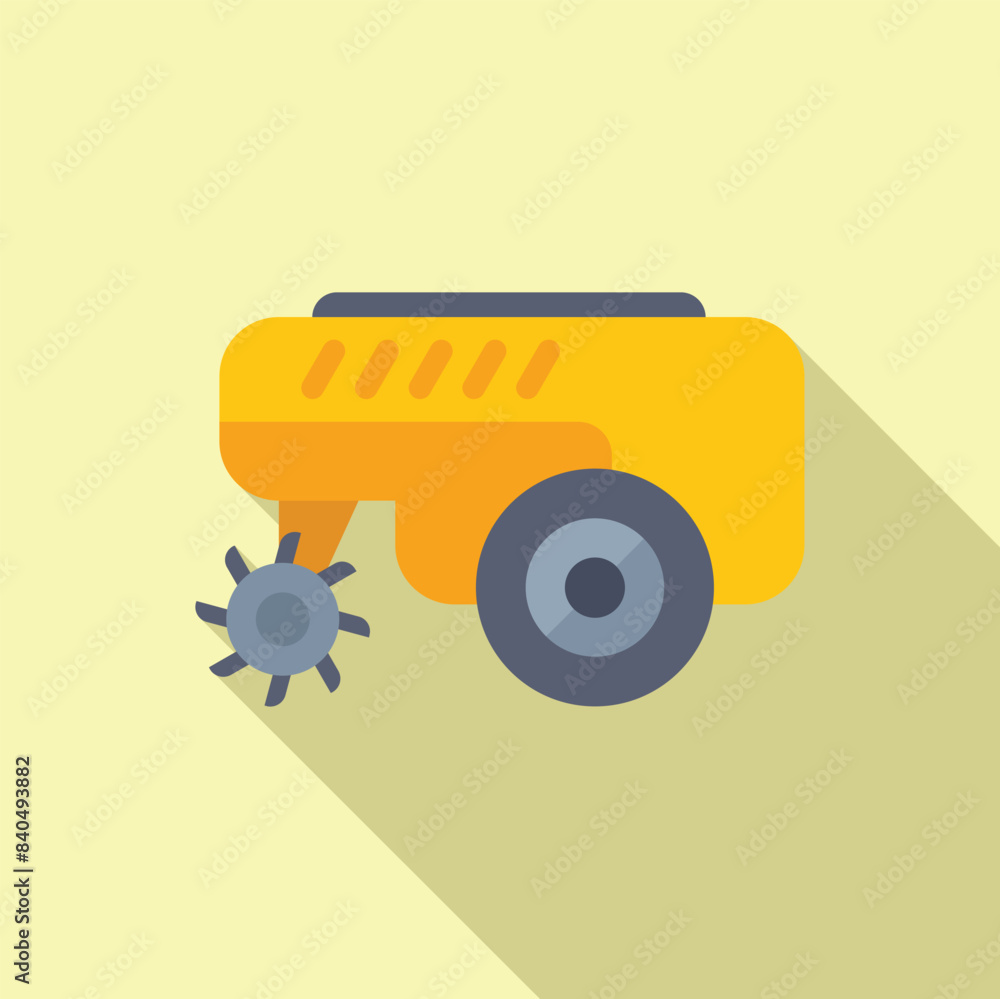 Wall mural Flat design icon featuring a stylized yellow tractor, perfect for agricultural and farm related graphics