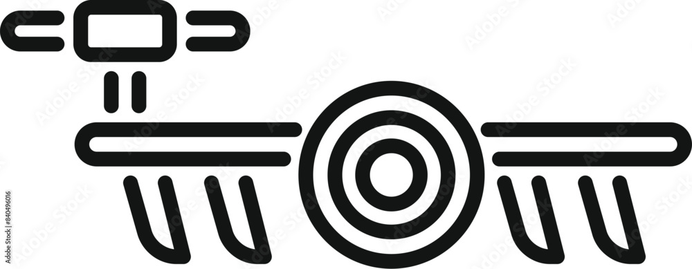 Poster vector illustration of a drone with camera and propellers in a modern line style