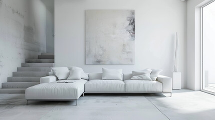 Fototapeta premium Art Home. Contemporary White Interior with painting