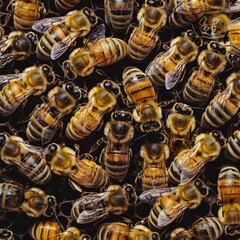 Busy Hive: A Cluster of Bees in a Beehive