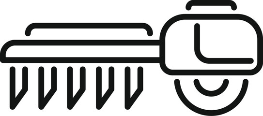 Simplified black and white illustration of a robotic vacuum cleaner icon